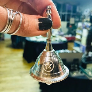 Pentacle Altar Bell~ Silver-tone