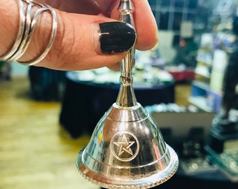 Pentacle Altar Bell~ Silver-tone