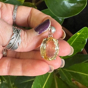 Citrine & Silver Pendant, Grade AAA+ ~ Solar Flower