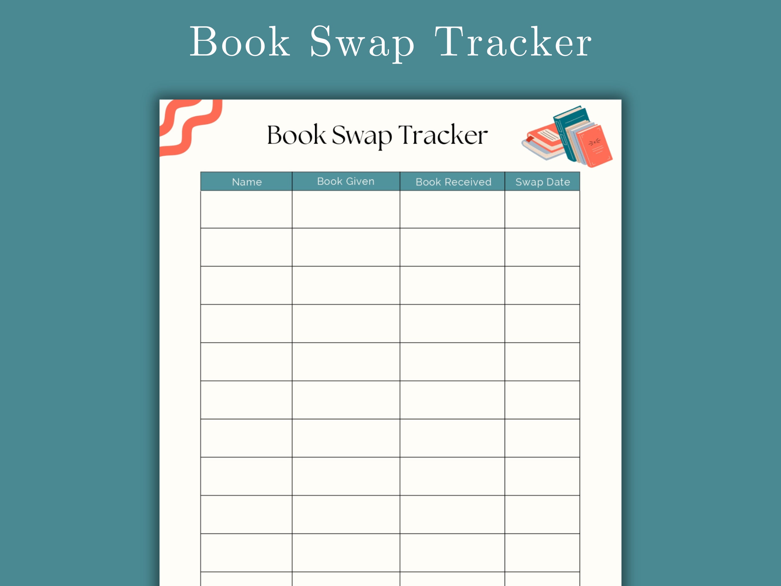 Book Rotation Sheet Book Swap Tracker, Reading Log, Book Club Template, Used Books ...