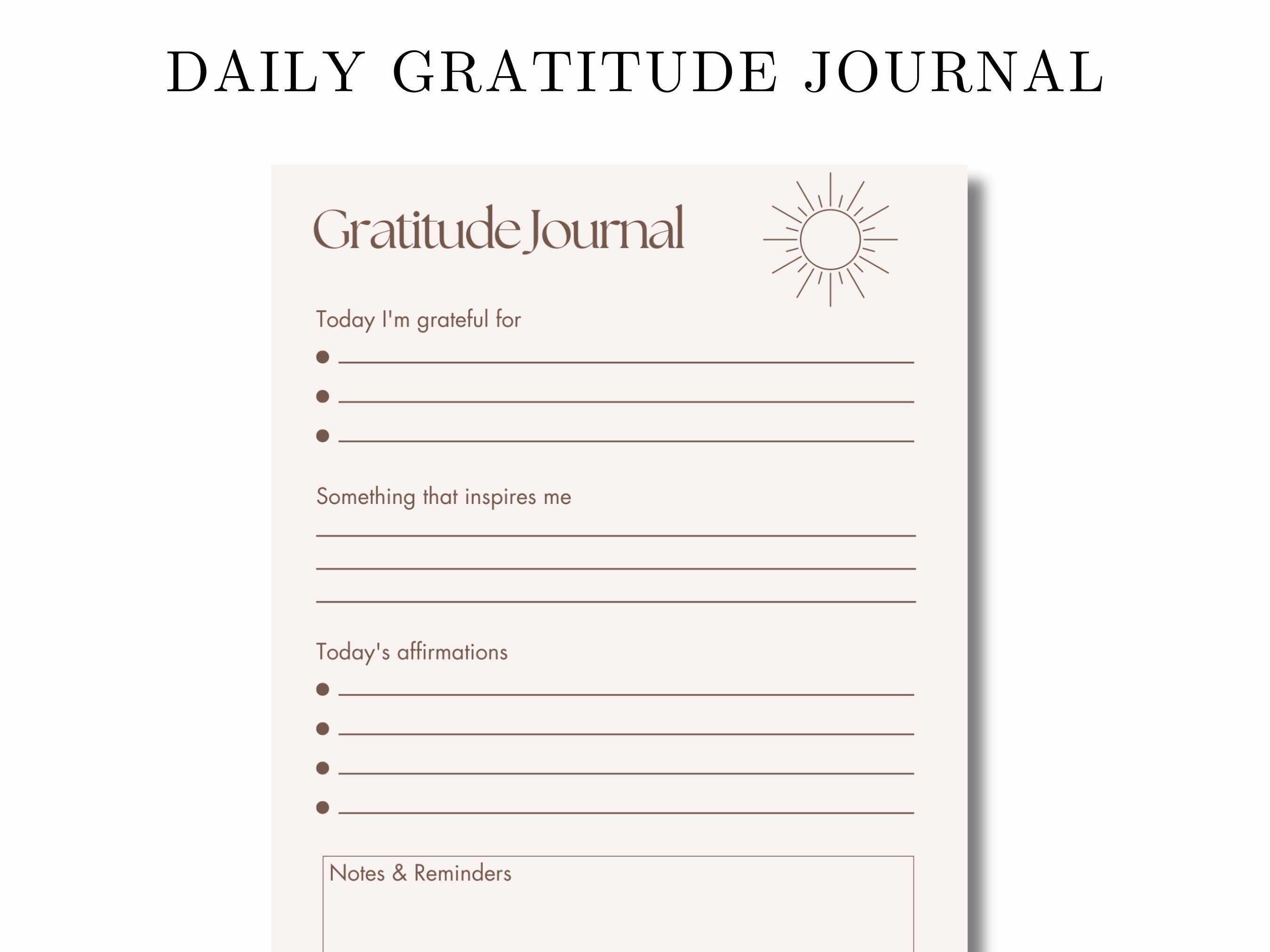 Daily Gratitude Journal, Practice Gratitude, Reflection, Gratitude Template, Printable PDF