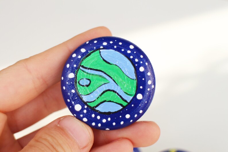 Handpainted Space Knobs Astronaut Dresser wooden Children's Dresser handmade craft : Astronaut, Rocket, Moon image 7