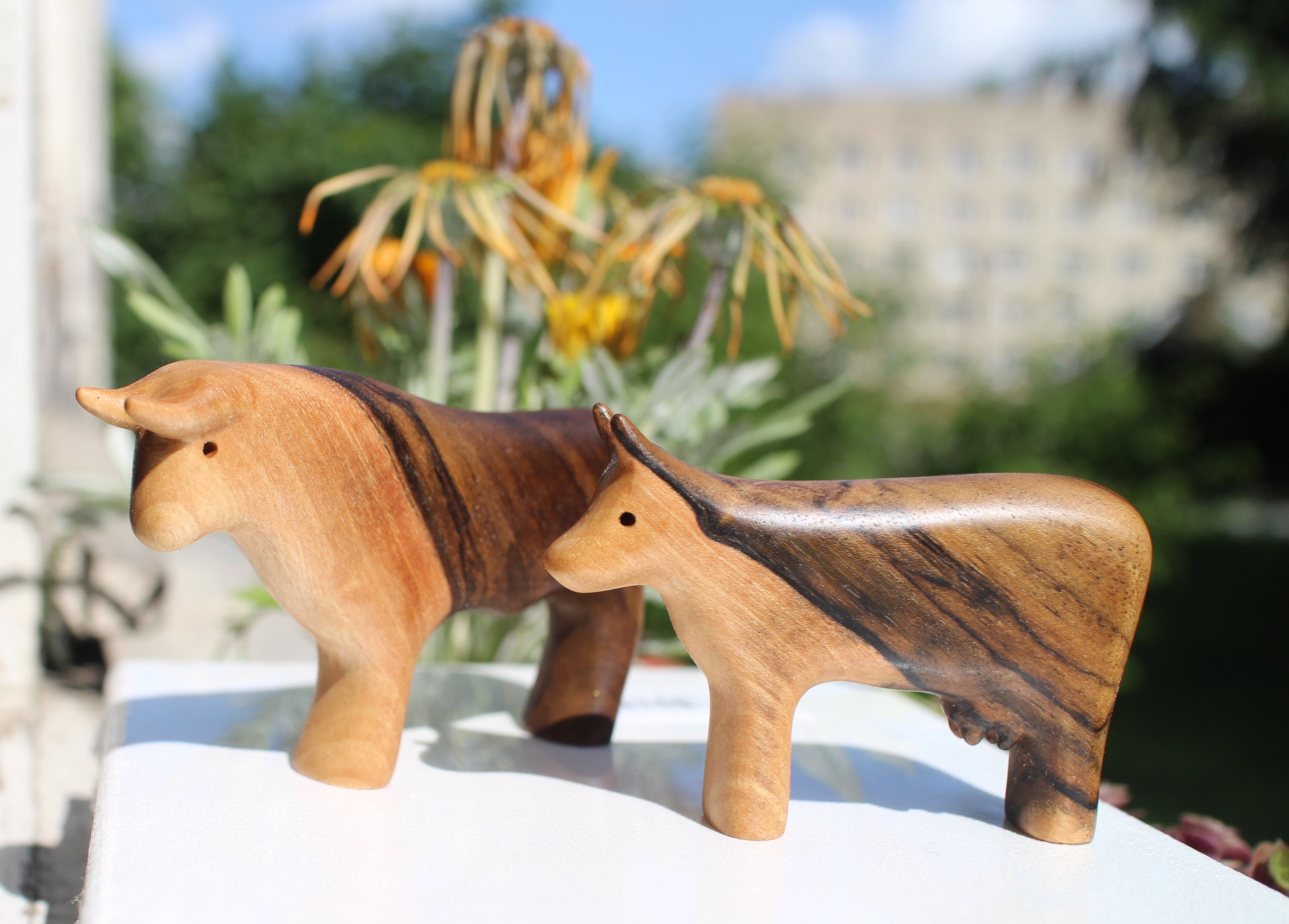 Handmade Wooden Bull Toy: Personalized Organic Wood Animal - Etsy