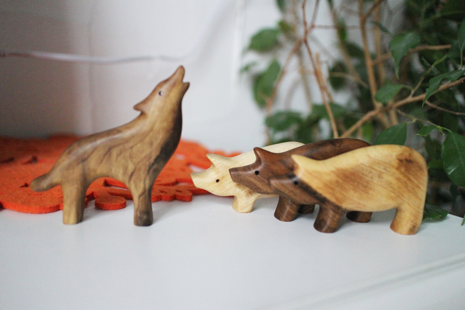 Three Little Pigs Toy Set Wooden Toy Pig Play 4 Piece Set Etsy