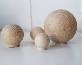 Solid Wood Round ball Knobs New And Unfinished nature wood flat Door Knob Drawer Knob boho round Dresser Pulls lodge house knobs Kids Knobs