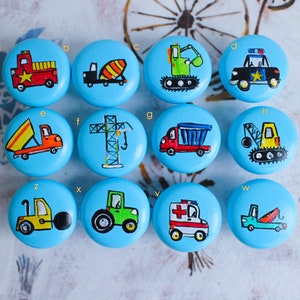 Transport Knobs Construction Truck Drawer Pulls Car Drawer Knobs Hand Painted for Boys Door Knobs Pulls Children&#39;s Boys Kids Knobs