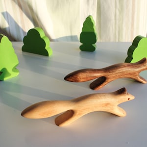 Juguete de madera de zorro Juguete de animales del bosque Nombre personalizado Juguete de zorro Personalización Juguetes orgánicos seguros Animales lindos Juguete antiestrés Waldorf Montessori