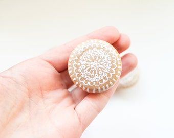 Hand Painted Mandala Wooden Knob: Boho Dresser Drawer Pull