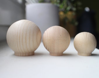 Solid Wood Round ball Knobs New And Unfinished nature wood flat Door Knob Drawer Knob boho round Dresser Pulls lodge house knobs Kids Knobs