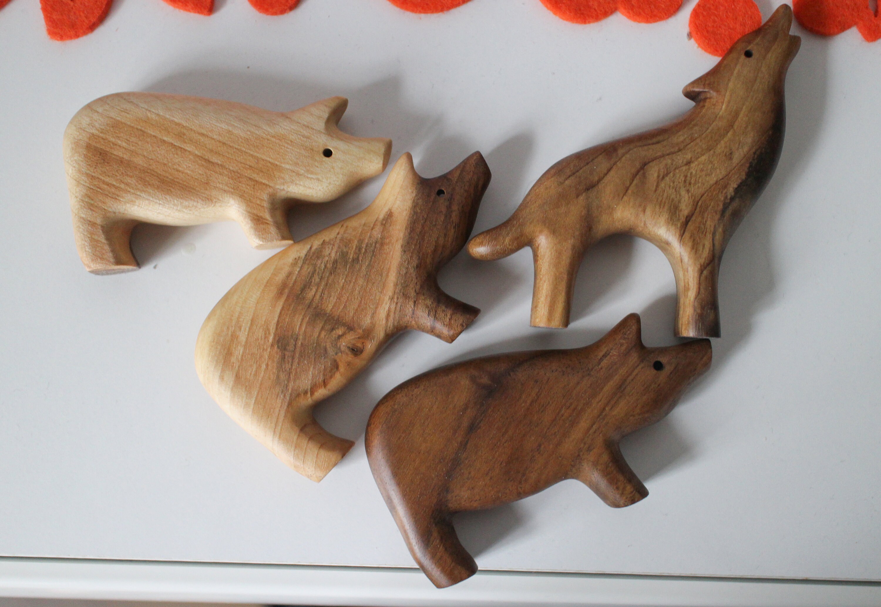 Three Little Pigs Toy Set Wooden Toy Pig Play 4 Piece Set Etsy