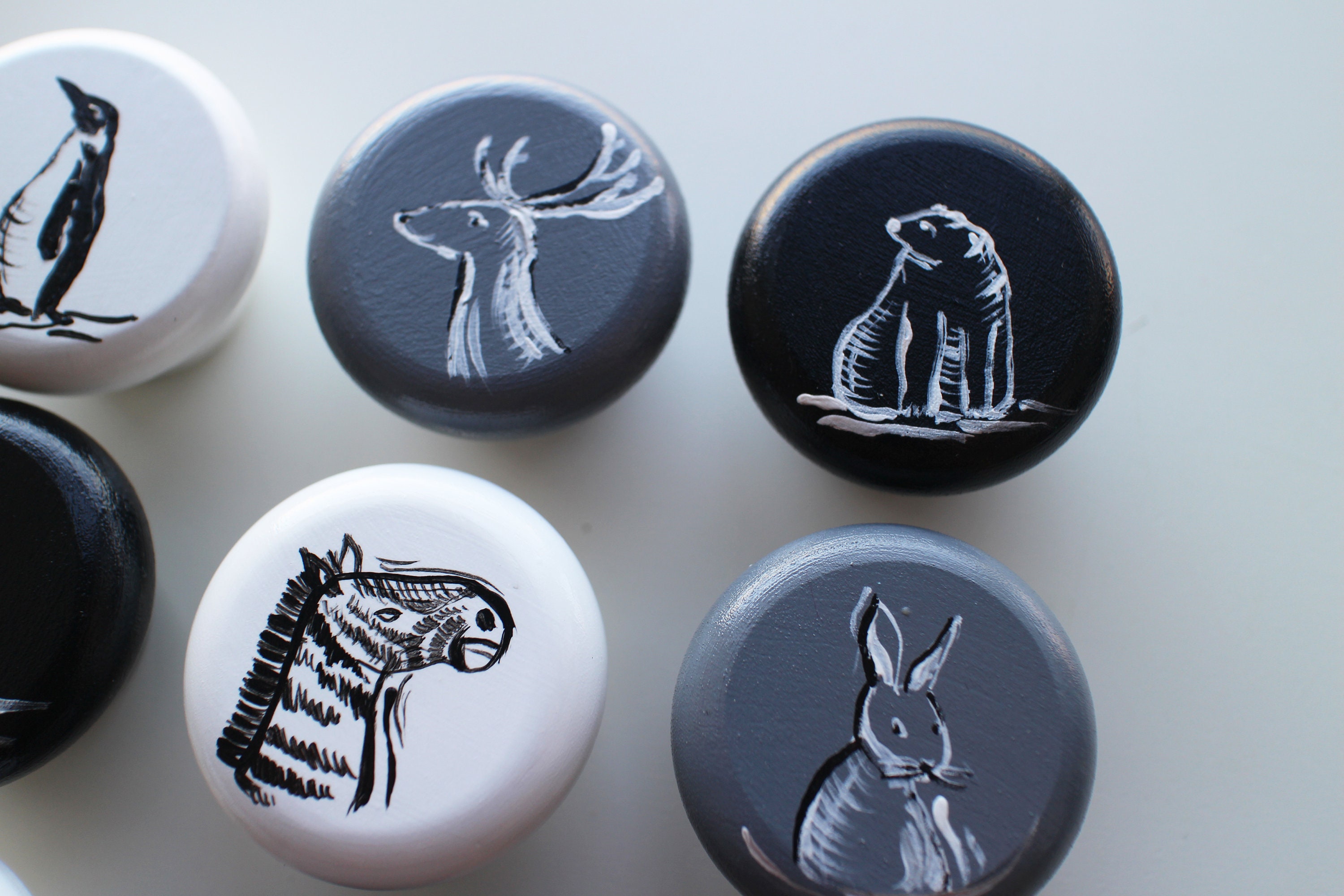 Wooden Hand Painted Animal Drawer Knobs Animal Drawer Knobs Etsy New