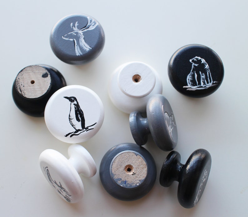 Wooden Hand Painted Animal Drawer Knobs Animal Drawer Knobs Etsy