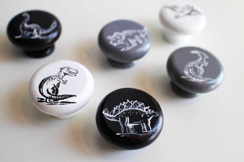 Wooden handmade dinosaur drawer knobs. Kids/nursery drawer Etsy