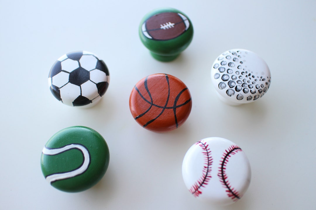 Hand-painted Sports Balls Wood Drawer Pulls: Kids Room Decor - Etsy