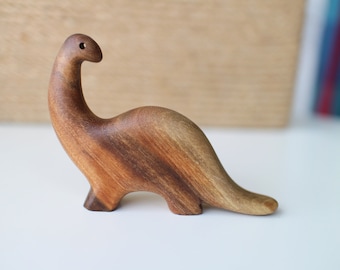 Handmade Wooden Diplodocus Dinosaur Toy: Personalized Waldorf Play