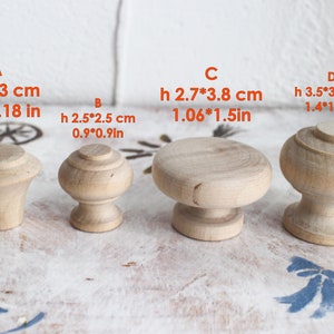 3 Stück Knäufe Massivholz Knäufe neu Und unfertige Naturholz flach Türknäufe Schubladenknäufe Boho runde Möbelknöpfe Knäufe Kinder Knobs