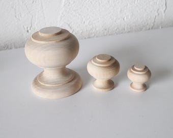 Unfinished Solid Wood Knobs: Handmade Natural Cabinet & Drawer Pulls
