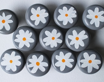 Hand Painted Chamomile Flower Drawer Knobs - Nursery Decor