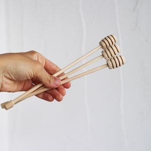 Long Wooden Honey Dipper 3pcs  / Syrup Drizzle Stick Dip Server Spoon Long Handled Wood Honey Dipper Stick Teaspoon Coffee Mixing Spoon