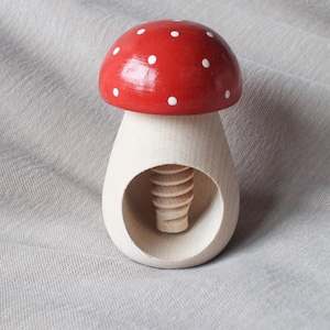 Wooden Mushroom Toy with Screw: Montessori Learning Toy