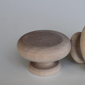 Unfinished one Wood Knobs: Handmade Natural Round Drawer Pulls