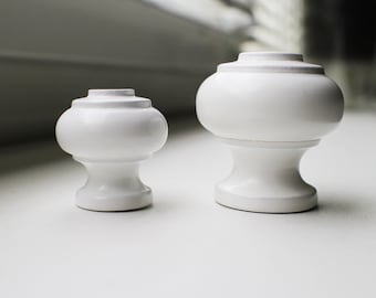Handmade White Solid Wood Knobs: Ringlet Cabinet & Drawer Pulls