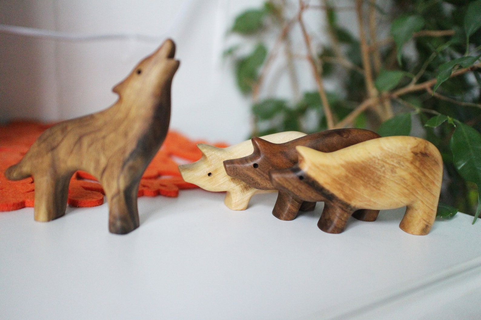 Three Little Pigs Toy Set Wooden Toy Pig Play 4 Piece Set Etsy