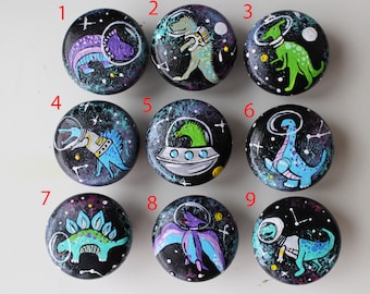 Handmade Dinosaur Astronaut Wooden Drawer Knobs - Kids Room Decor