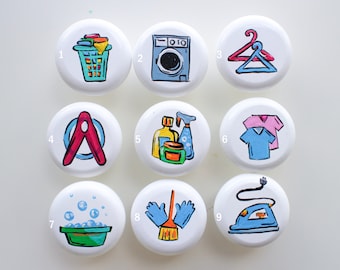 Hand Painted Laundry Room Knobs: Whimsical Cabinet Drawer Pulls