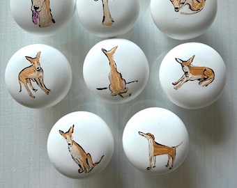 Custom wood pet dog drawer knobs, Handmade: Kids Decor Pulls (41mm)