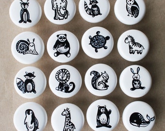 Hand-Painted Animal Wooden Knobs: Jungle Safari Kids Room Decor