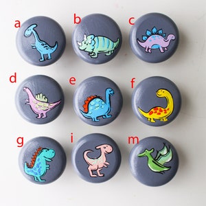 12Pcs White Wooden Drawer Knobs With Screws,35mm Dinosaur Pattern Round