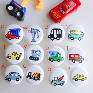 Transport Knobs, Construction Truck Drawer Pulls, Car Drawer Knobs, Hand Painted for Boys, Door Knobs Pulls, Children&#39;s, Boys, Kids Knobs