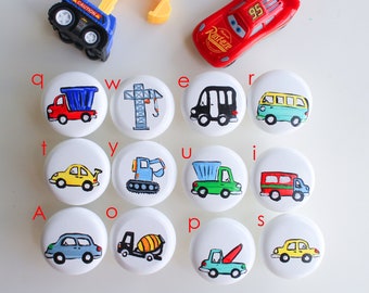 Transport Knobs, Construction Truck Drawer Pulls, Car Drawer Knobs, Hand Painted for Boys, Door Knobs Pulls, Children's, Boys, Kids Knobs