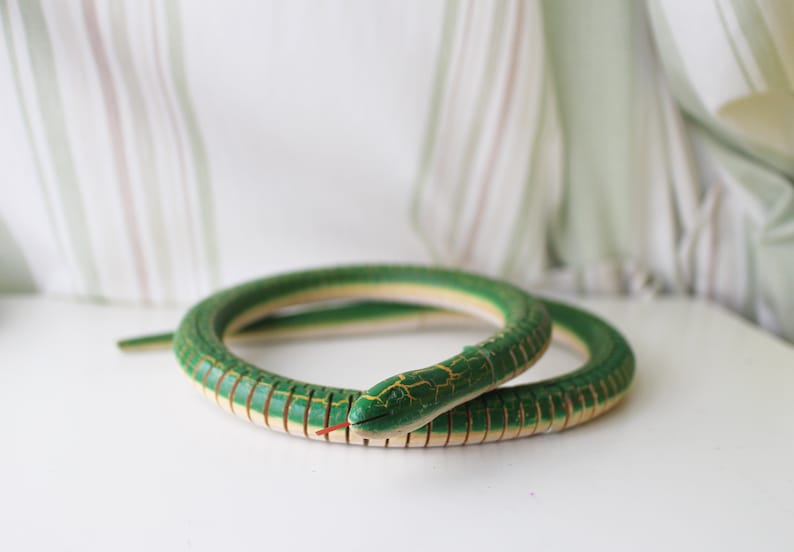 Handmade Flexible Wooden Snake Toy: Wiggly Garden Decor (23/35 Inch) image 2
