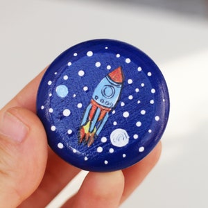 Handpainted Space Knobs Astronaut Dresser wooden Children's Dresser handmade craft : Astronaut, Rocket, Moon image 8