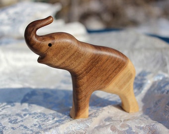 Handmade Wooden Elephant Toy: Organic Wood Animal Play, Personalized