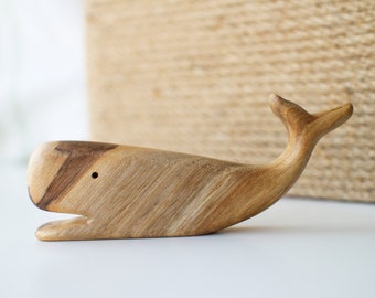Handmade Wooden Whale Toy: Personalized Organic Wood