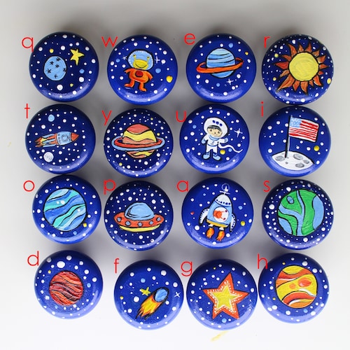 Hand Painted Knob Children's Custom Hand Painted Space Etsy
