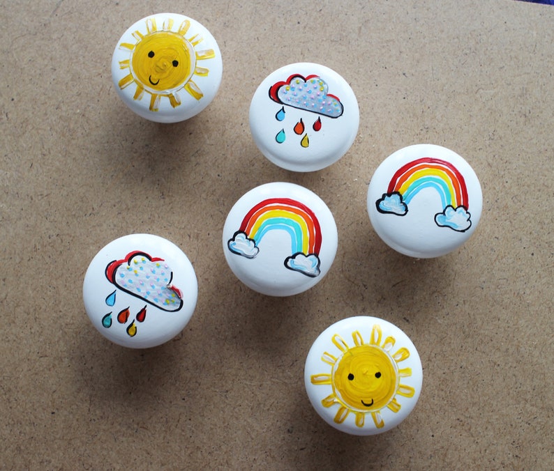 Rainbow Drawer Knobs Hand painted knobs Dresser Pulls Etsy