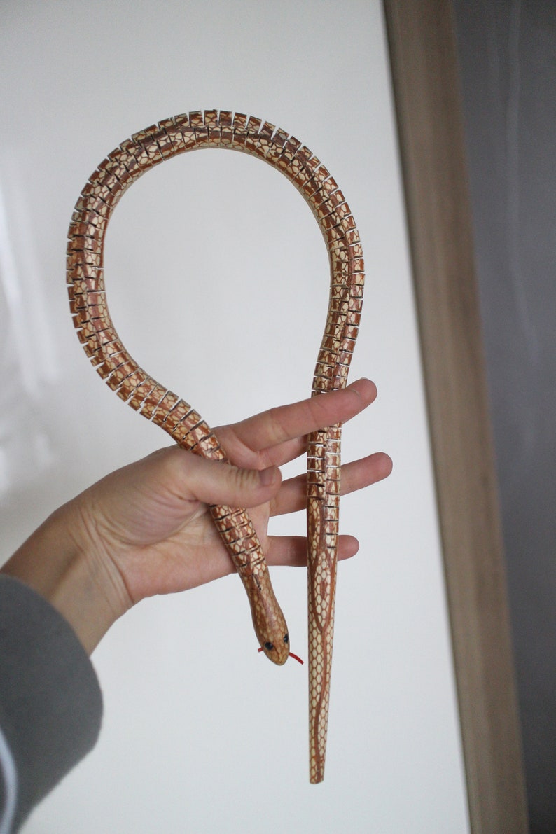 Handmade Flexible Wooden Snake Toy: Wiggly Garden Decor (23/35 Inch) image 7