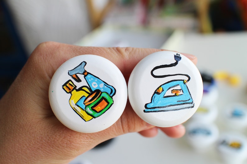 Hand Painted Knobs Laundry Mud Room Theme or Drawer Etsy