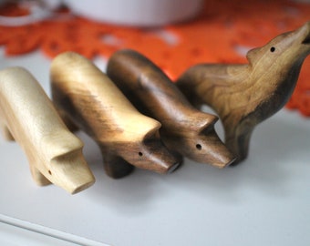 Three Little Pigs Wooden Toy Set: Waldorf Play, Organic Wood