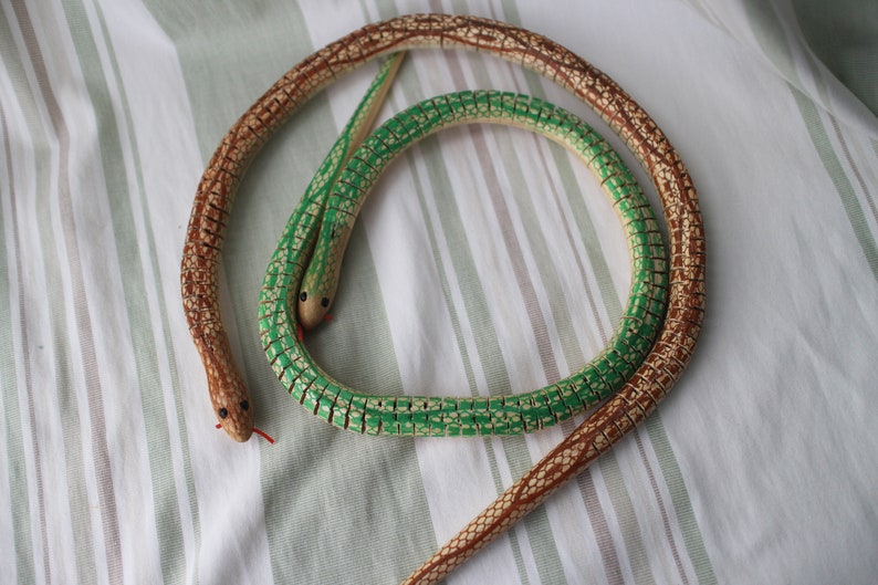 Handmade Flexible Wooden Snake Toy: Wiggly Garden Decor (23/35 Inch) image 9