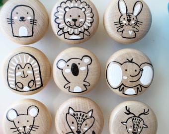 Hand-Painted Animal Wooden Knobs: Children's Room Decor