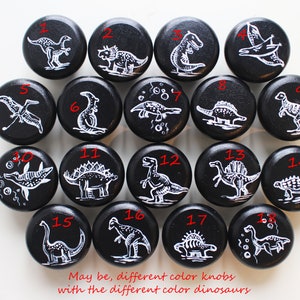 Puxadores de gaveta de dinossauro feitos à mão de madeira para crianças em designs variados de dinossauros (41 mm) com parafusos puxadores de gaveta de decoração Dino