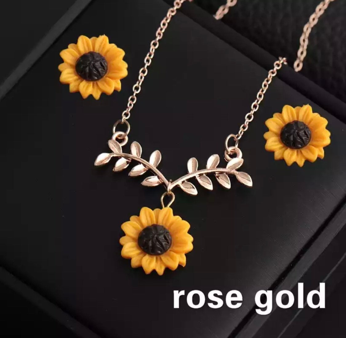 Sunflower Jewelry Set Necklace and Earrings Sunflower Etsy