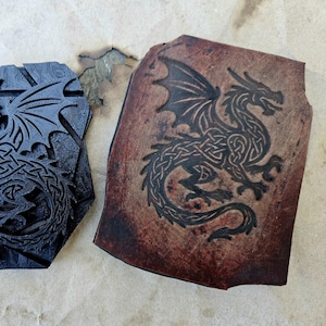 Celtic Dragon Stamp | Knotwork Leather Stamp | Mythic Beast Summoning Circle Series | Tooling for Leather, Clay, Wax & Ceramics