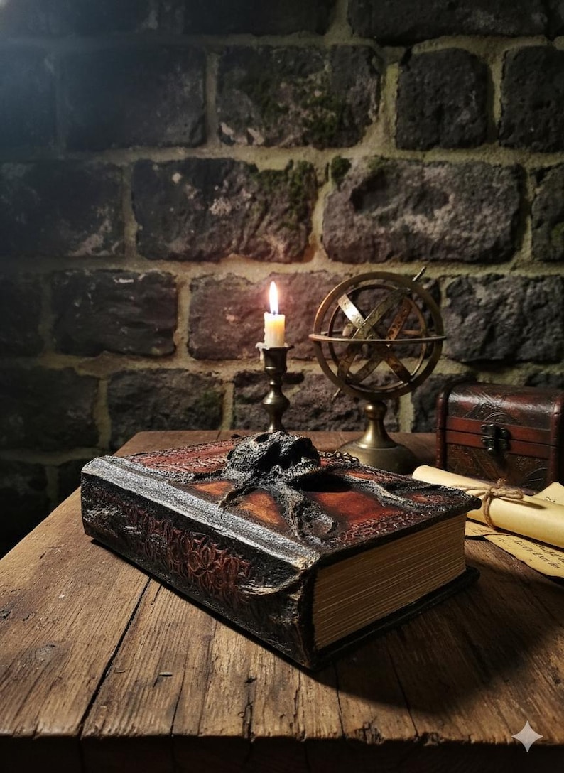 Necronomicon – Leather Collector’s Edition | Hand Tooled Lovecraft Book | Skull Emboss | Arcane Horror Tome image 3