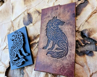 Keltischer Wolf Lederstempel – Wikinger Knüpftechnik, Werkzeug aus Ton & Wachs